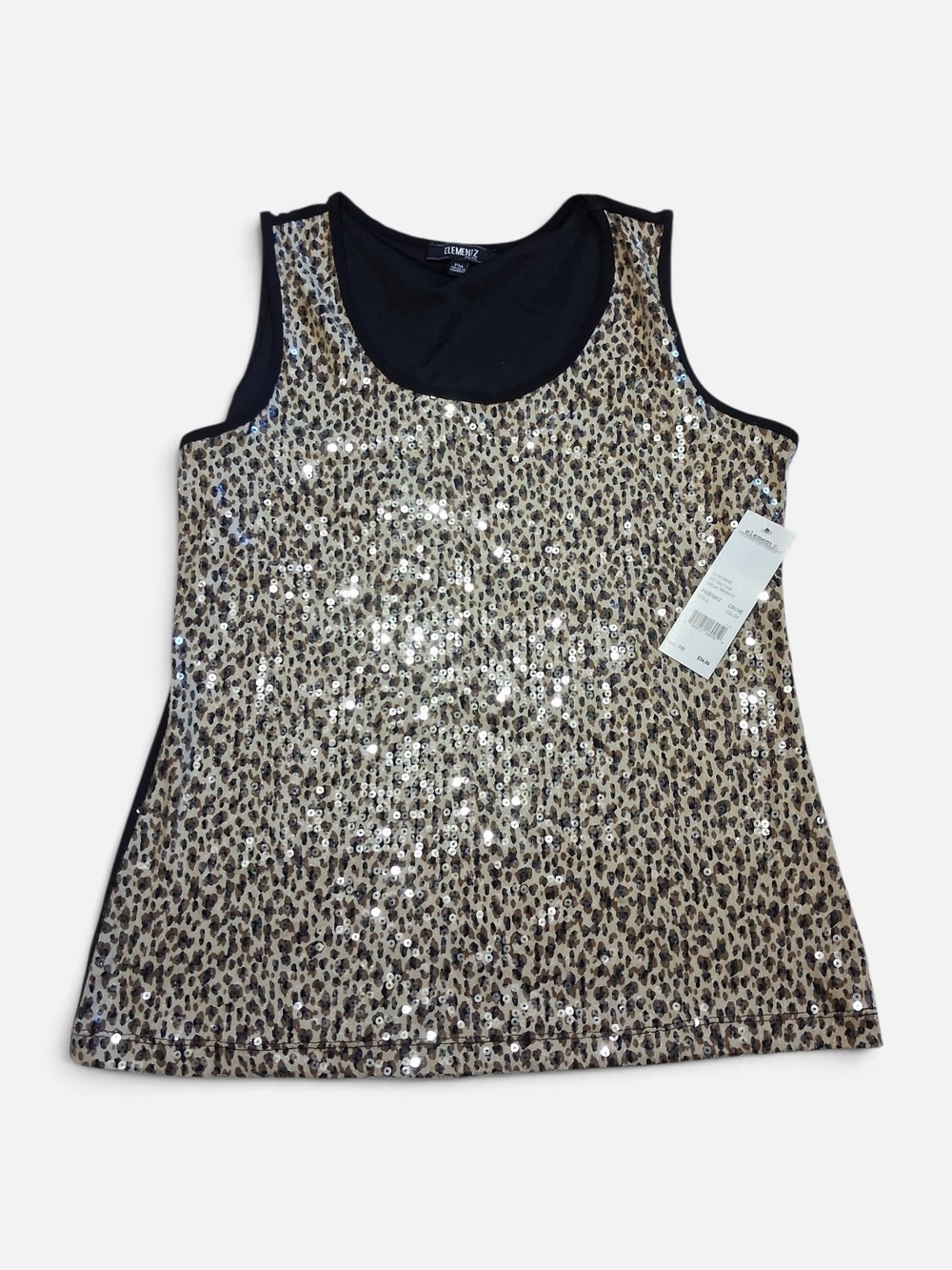 Leopard Sequin Y2K Elementz Women's Tank Top Petite Medium New!